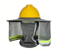 Hard Hat Sun Shade and Neck Gaiter Set Full Brim UV Protection Sun Shield with Reflective Strips, Breathable Mesh Sun Visor for Construction Workers Outdoor Work Accessories (Grey)