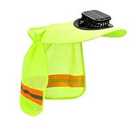 Hard Hat Sun Shade | Helmet Solar Fan Cap with Neck Shield | Outdoor Sun Shade Hat | for Fishing Climbing Industry Backyard Hiking Camping Construction Gardening Fluorescent Yellow