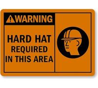 Hard Hat Wearing Mandatory Warning Sign, With Pattern Design Construction Site Labor Protection Standard Plate, 8x12 Inch