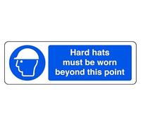 Hard Hats Must Be Worn Beyond This Point - safety sign - 3mm Aluminum Dibond for indoor/outdoor usage (300mm x 100mm) 5m Viewing Distance.