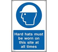 Hard Hats Must Be Worn On This Site At All Times Sign - 150mm x 200mm - 1.2mm Rigid Plastic Drilled Sign (CSS2)