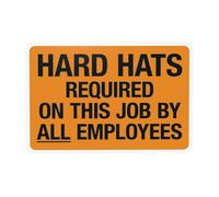 Hard Hats Required On This Job By All Employees Metal Warning Sign with Easy Install for Indoor Outdoor Security, Business Office Home Garden Street Decor 30 x 20 cm