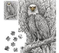 Hard Impossible 1000 Piece Jigsaw Puzzle for Adults Dust-Free Thick HD Board with Letters on Back Scribble Art Bald Eagle Pen Ink Drawing Wildlife Bird Monochrome Brain Teaser Mindfulness Unique Gift