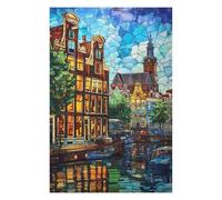 Hard Jigsaw Puzzle for Adults 1000 PCS Amsterdam Canal Glow Jigsaws for Adults Hands-on Game A Work of Art Great Gift for Gaming 1000 PCS