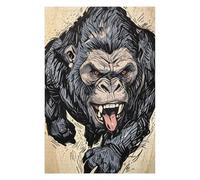 Hard Jigsaw Puzzle for Adults 1000 PCS Angry Sabertooth Gorilla Illustration Adult Jigsaw Puzzle Hands-on Game Perfect Decoration Great Gift for Gaming 1000 PCS