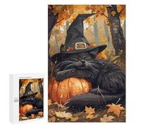 Hard Jigsaw Puzzle for Adults 1000 PCS Autumn Cat Sleeping on A Pumpkin Puzzle for Adults Relax Games Difficult Challenge Challenging To Complete 1000 PCS