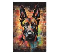 Hard Jigsaw Puzzle for Adults 1000 PCS Belgian Malinois Graffiti Adult Jigsaw Brain Teaser Game Home Decoration Educational Challenge 1000 PCS