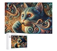 Hard Jigsaw Puzzle for Adults 1000 PCS Colorful Abstract Cat Artwork Adult Puzzles Family Game For Family Fun Great Gift for Gaming 1000 PCS