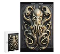 Hard Jigsaw Puzzle for Adults 1000 PCS Cthulhu Golden Art Deco Jigsaws for Adults Fun Games Home Decoration Educational Challenge 1000 PCS