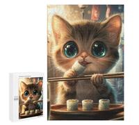 Hard Jigsaw Puzzle for Adults 1000 PCS Cute Cat Eating Sushi Puzzle for Adults Relax Games Difficult Challenge Challenging To Complete 1000 PCS