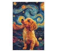 Hard Jigsaw Puzzle for Adults 1000 PCS Doggy Starry Night Jigsaws for Adults Hands-on Game A Work of Art Great Gift for Gaming 1000 PCS