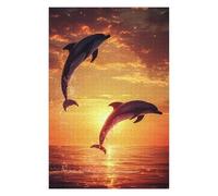 Hard Jigsaw Puzzle for Adults 1000 PCS Dolphins Jumping at Sunset Adult Puzzles Anti-Stress Toys Difficult Hard Great Gift for Gaming 1000 PCS