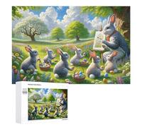 Hard Jigsaw Puzzle for Adults 1000 PCS Easter Bunny Art Class Adult Puzzles Family Game For Family Fun Great Gift for Gaming 1000 PCS