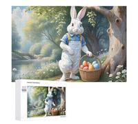 Hard Jigsaw Puzzle for Adults 1000 PCS Easter Bunny with Basket of Eggs Adult Puzzles Family Game For Family Fun Great Gift for Gaming 1000 PCS