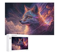 Hard Jigsaw Puzzle for Adults 1000 PCS Electric Wolf Fantasy Artwork Puzzle for Adults Brain Teaser Game Birthday Present Birthday Present, Gifts, 1000 PCS