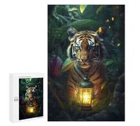 Hard Jigsaw Puzzle for Adults 1000 PCS Fantasy Lamp Tiger Cub Puzzle for Adults Relax Games Difficult Challenge Challenging To Complete 1000 PCS