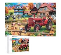 Hard Jigsaw Puzzle for Adults 1000 PCS Farm Life Scene with Tractor Puzzle for Adults Brain Teaser Game Birthday Present Birthday Present, Gifts, 1000 PCS