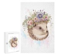 Hard Jigsaw Puzzle for Adults 1000 PCS Floral Watercolor Hedgehog Jigsaws for Adults Fun Games Home Decoration Educational Challenge 1000 PCS
