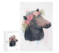 Hard Jigsaw Puzzle for Adults 1000 PCS Floral Watercolor Tapir Jigsaws for Adults Fun Games Home Decoration Educational Challenge 1000 PCS