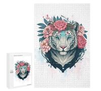 Hard Jigsaw Puzzle for Adults 1000 PCS Floral White Tiger Artwork Jigsaws for Adults Fun Games Home Decoration Educational Challenge 1000 PCS