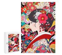 Hard Jigsaw Puzzle for Adults 1000 PCS Flowers Kimono Girl Art Puzzle for Adults Relax Games Difficult Challenge Challenging To Complete 1000 PCS