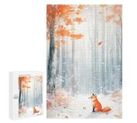 Hard Jigsaw Puzzle for Adults 1000 PCS Fox in Winter Forest Puzzle for Adults Relax Games Difficult Challenge Challenging To Complete 1000 PCS