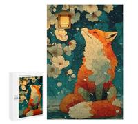 Hard Jigsaw Puzzle for Adults 1000 PCS Fox Under Lantern with Cherry Blossoms Jigsaws for Adults Fun Games Home Decoration Educational Challenge 1000 PCS