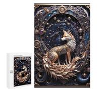 Hard Jigsaw Puzzle for Adults 1000 PCS Golden Red Steampunk Fox Puzzle for Adults Relax Games Difficult Challenge Challenging To Complete 1000 PCS