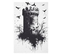 Hard Jigsaw Puzzle for Adults 1000 PCS Gothic Tower with Crows Adult Jigsaw Puzzle Hands-on Game Perfect Decoration Great Gift for Gaming 1000 PCS
