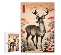 Hard Jigsaw Puzzle for Adults 1000 PCS Japanese Deer Art Print Puzzle for Adults Relax Games Difficult Challenge Challenging To Complete 1000 PCS