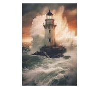 Hard Jigsaw Puzzle for Adults 1000 PCS Lighthouse Storm Waves Adult Jigsaw Puzzle Hands-on Game Perfect Decoration Great Gift for Gaming 1000 PCS