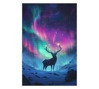 Hard Jigsaw Puzzle for Adults 1000 PCS Magical Aurora Deer Nature Jigsaws for Adults Hands-on Game A Work of Art Great Gift for Gaming 1000 PCS