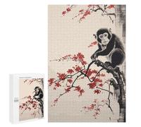 Hard Jigsaw Puzzle for Adults 1000 PCS Monkey Japanese Painting Puzzle for Adults Relax Games Difficult Challenge Challenging To Complete 1000 PCS
