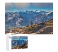 Hard Jigsaw Puzzle for Adults 1000 PCS Mountain Serenity A Scenic Drive Through Nature's Embrace Adult Puzzles Family Game For Family Fun Great Gift for Gaming 1000 PCS