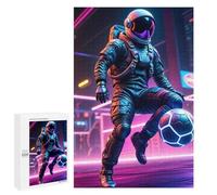 Hard Jigsaw Puzzle for Adults 1000 PCS Neon Astronaut Football Puzzle for Adults Relax Games Difficult Challenge Challenging To Complete 1000 PCS