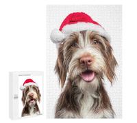 Hard Jigsaw Puzzle for Adults 1000 PCS Petit Basset Griffon Vendéen Dog with Santa Hat Portrait Puzzle for Adults Relax Games Difficult Challenge Challenging To Complete 1000 PCS