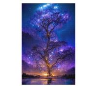 Hard Jigsaw Puzzle for Adults 1000 PCS Purple Galaxy Tree Adult Jigsaw Brain Teaser Game Home Decoration Educational Challenge 1000 PCS