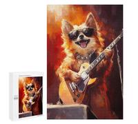 Hard Jigsaw Puzzle for Adults 1000 PCS Rock Star Pup with Guitar -2 Puzzles for Teenagers But Fun And Humorous Challenging To Complete Stress Reduction Gifts 1000 PCS