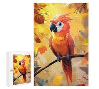 Hard Jigsaw Puzzle for Adults 1000 PCS Scarlet Macaw in Autumn Puzzle for Adults Relax Games Difficult Challenge Challenging To Complete 1000 PCS