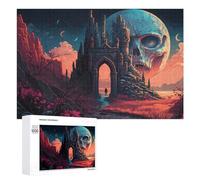 Hard Jigsaw Puzzle for Adults 1000 PCS Skull Castle Under A Full Moon Adult Puzzles Family Game For Family Fun Great Gift for Gaming 1000 PCS