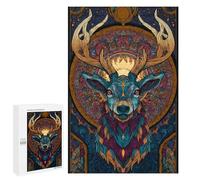 Hard Jigsaw Puzzle for Adults 1000 PCS Stained Glass Deer Art Print -1 Puzzles for Teenagers But Fun And Humorous Challenging To Complete Stress Reduction Gifts 1000 PCS