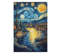 Hard Jigsaw Puzzle for Adults 1000 PCS Starry Night Over Town Adult Jigsaw Puzzle Hands-on Game Perfect Decoration Great Gift for Gaming 1000 PCS