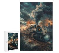 Hard Jigsaw Puzzle for Adults 1000 PCS Steam Train Sunset Landscape Puzzles for Teenagers But Fun And Humorous Challenging To Complete Stress Reduction Gifts 1000 PCS