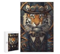 Hard Jigsaw Puzzle for Adults 1000 PCS Steampunk Animal Tiger Puzzle for Adults Relax Games Difficult Challenge Challenging To Complete 1000 PCS