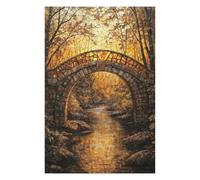 Hard Jigsaw Puzzle for Adults 1000 PCS Stone Bridge Autumn Forest Jigsaws for Adults Hands-on Game A Work of Art Great Gift for Gaming 1000 PCS