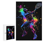 Hard Jigsaw Puzzle for Adults 1000 PCS Tennis Player Silhouette Puzzle for Adults Relax Games Difficult Challenge Challenging To Complete 1000 PCS