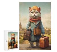 Hard Jigsaw Puzzle for Adults 1000 PCS Travel Guide Cat Puzzle for Adults Relax Games Difficult Challenge Challenging To Complete 1000 PCS