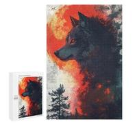 Hard Jigsaw Puzzle for Adults 1000 PCS Wolf Blood Moon Jigsaws for Adults Fun Games Home Decoration Educational Challenge 1000 PCS