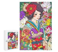 Hard Jigsaw Puzzle for Adults 1000 PCS Zen Kimono Flower Girl Art Puzzle for Adults Relax Games Difficult Challenge Challenging To Complete 1000 PCS