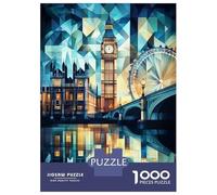 Hard Jigsaw Puzzle for Adults 1000 Pieces Abstract Cubist London Skyline with Iconic Landmarks Puzzles for Adults DIY Toys Improve Memory Birthday Present, Gifts, 70x50cm/1000pcs
